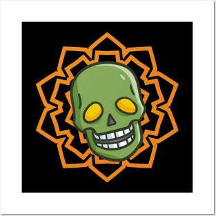 Green Skull Laughing Posters and Art
